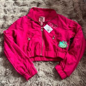 Forever 21 Hot Pink Hello Kitty Wind Breaker Full Zip Jacket Sz Small NWT